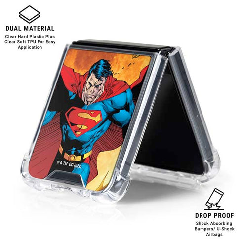 DC Comics Superman Action Pose Art By Jim Lee Galaxy Z Flip6 Clear Case