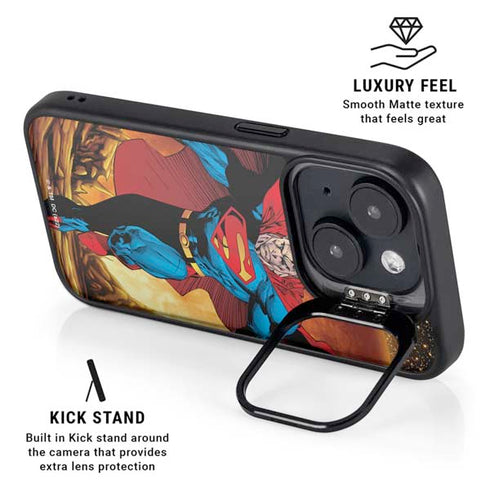 DC Comics Superman Action Pose Art By Jim Lee iPhone 14 Kickstand Case