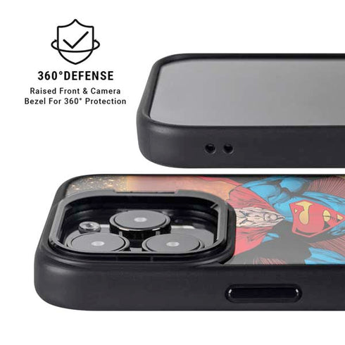 DC Comics Superman Action Pose Art By Jim Lee iPhone 14 Pro Kickstand Case