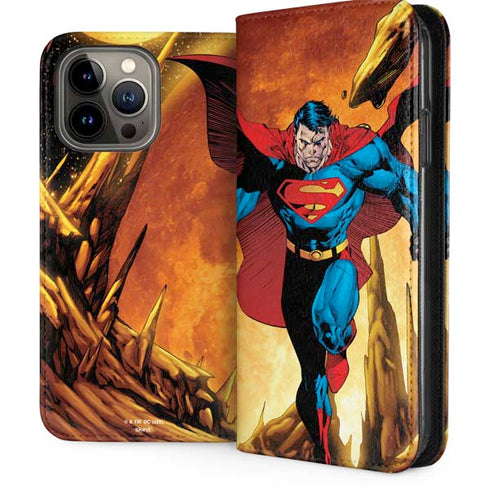 DC Comics Superman Action Pose Art By Jim Lee iPhone 15 Pro Max Folio Case