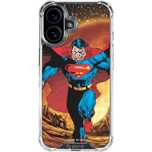 DC Comics Superman Action Pose Art By Jim Lee iPhone 16 Clear Case