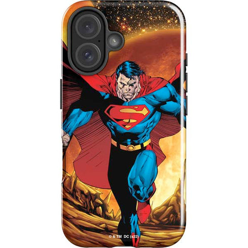 DC Comics Superman Action Pose Art By Jim Lee iPhone 16 Plus Impact Case