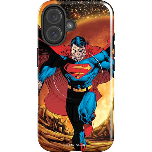 DC Comics Superman Action Pose Art By Jim Lee iPhone 16 Plus Magsafe Impact Case