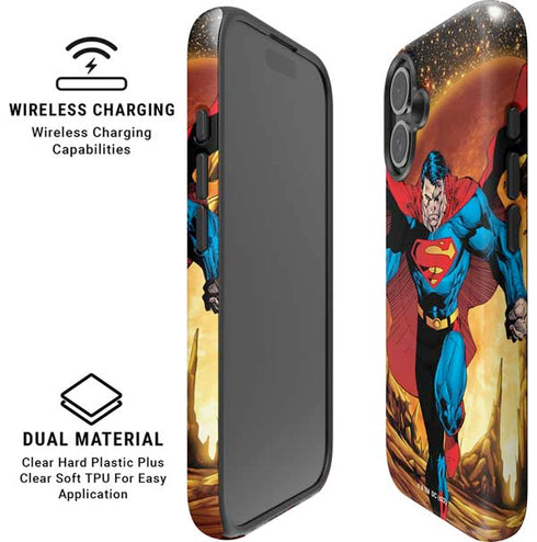 DC Comics Superman Action Pose Art By Jim Lee iPhone 16 Plus Magsafe Impact Case