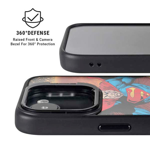 DC Comics Superman Action Pose Art By Jim Lee iPhone 16e Kickstand Case
