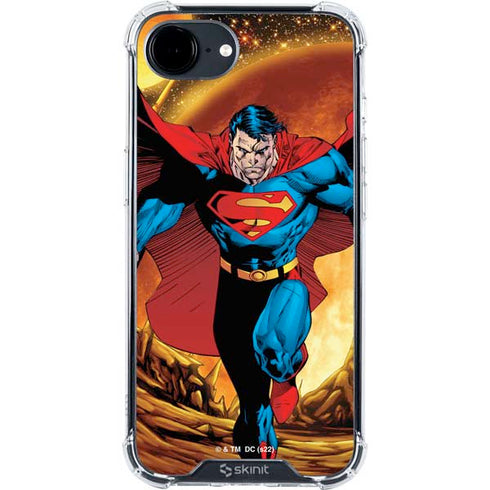 DC Comics Superman Action Pose Art By Jim Lee iPhone 16e Clear Case