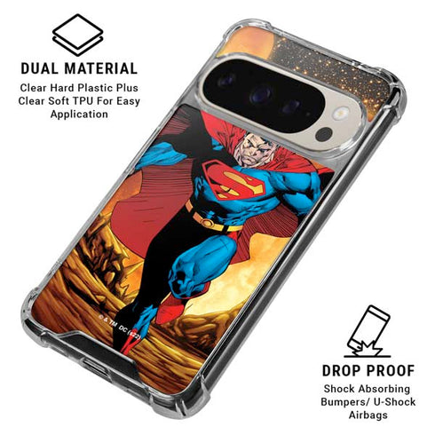DC Comics Superman Action Pose Art By Jim Lee Pixel 9/9 Pro Clear Case