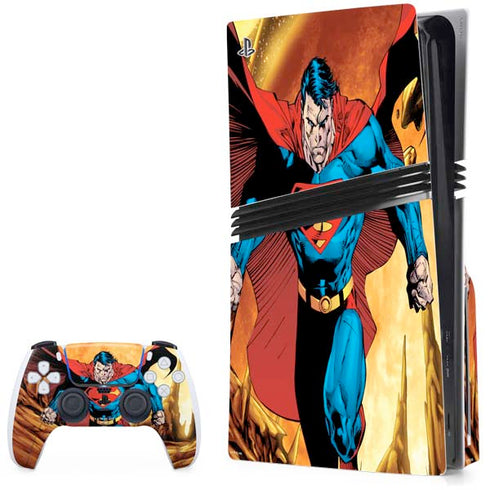 DC Comics Superman Action Pose Art By Jim Lee PS5 Pro Disk Bundle Skin