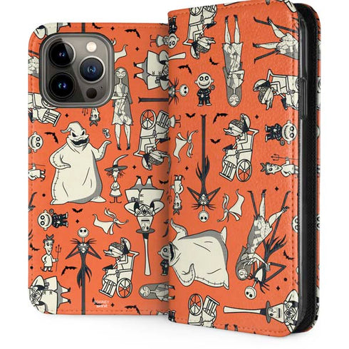Disney The Nightmare Before Christmas Character Pattern print iPhone 15 Pro Max Folio Case