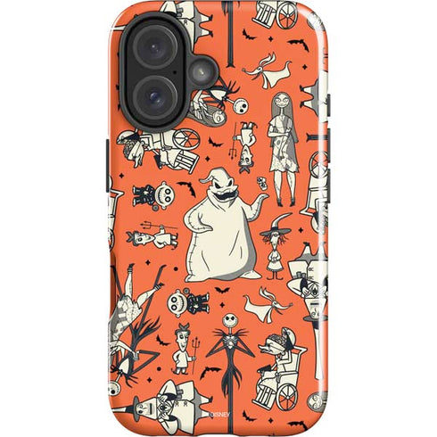 Disney The Nightmare Before Christmas Character Pattern print iPhone 16 Impact Case
