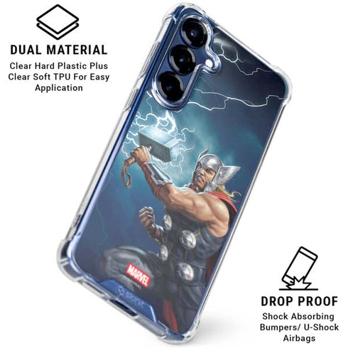 Marvel Thor Thor and Mjolnir Galaxy S25 FE Clear Case