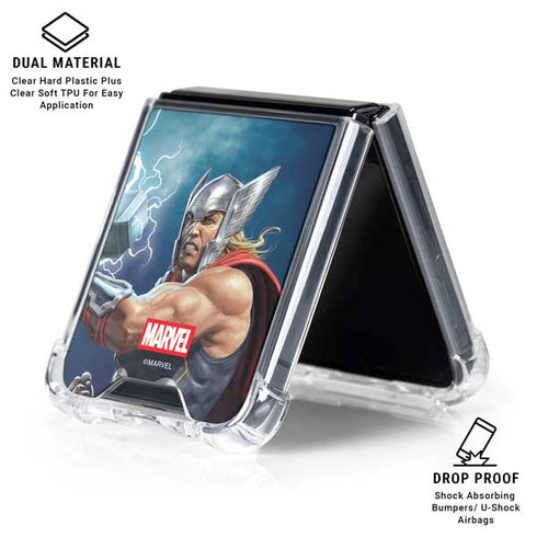 Marvel Thor Thor and Mjolnir Galaxy Z Flip7 Clear Case