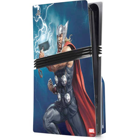 Marvel Thor Thor and Mjolnir PS5 Pro Disk Console Skin