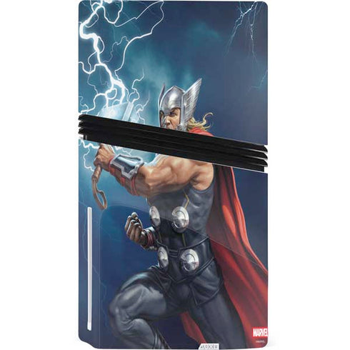 Marvel Thor Thor and Mjolnir PS5 Pro Disk Console Skin