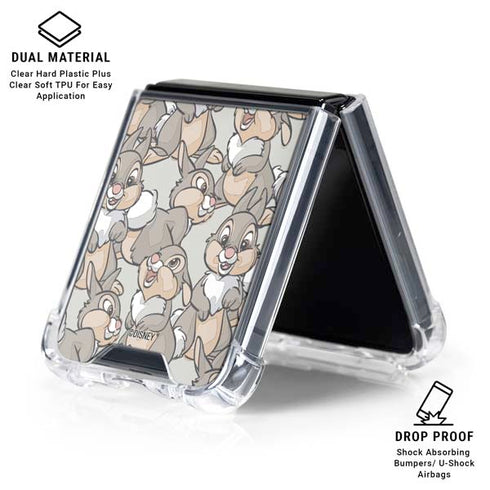 Disney Bambi Thumper Character Pattern Galaxy Z Flip6 Clear Case