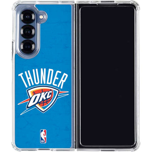 NBA OKC Thunder Distressed Galaxy Z Fold7 Clear Case
