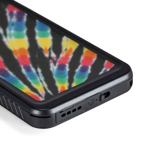 Liquid Blue Tie Dye - Rainbow Galaxy S24 Waterproof Case