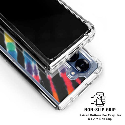 Liquid Blue Tie Dye - Rainbow Galaxy Z Fold7 Clear Case