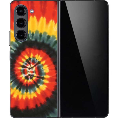 Liquid Blue Tie Dye - Rasta Spiral Galaxy Z Fold5 5G Skin