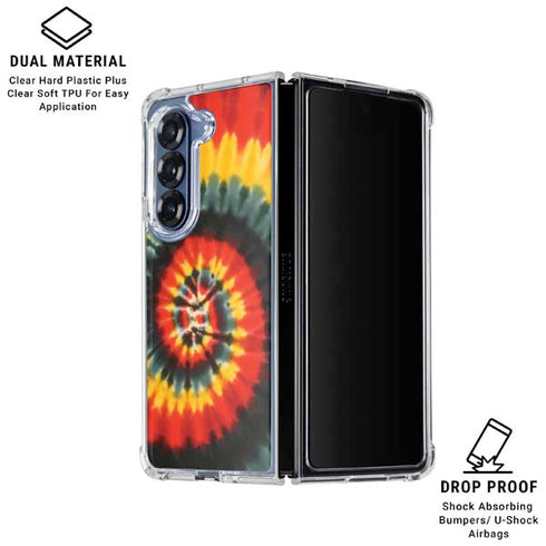 Liquid Blue Tie Dye - Rasta Spiral Galaxy Z Fold6 Clear Case