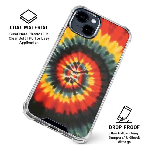 Liquid Blue Tie Dye - Rasta Spiral iPhone 15 Clear Case