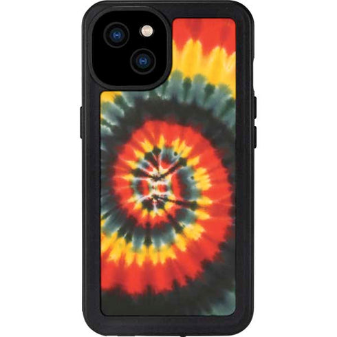Liquid Blue Tie Dye - Rasta Spiral iPhone 15 Plus Waterproof Case
