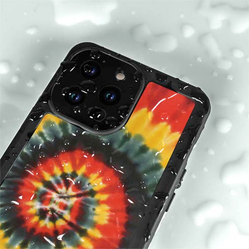 Liquid Blue Tie Dye - Rasta Spiral iPhone 15 Pro Waterproof Case