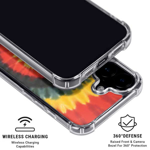 Liquid Blue Tie Dye - Rasta Spiral iPhone 16 Clear Case