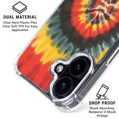 Liquid Blue Tie Dye - Rasta Spiral iPhone 16 Clear Case
