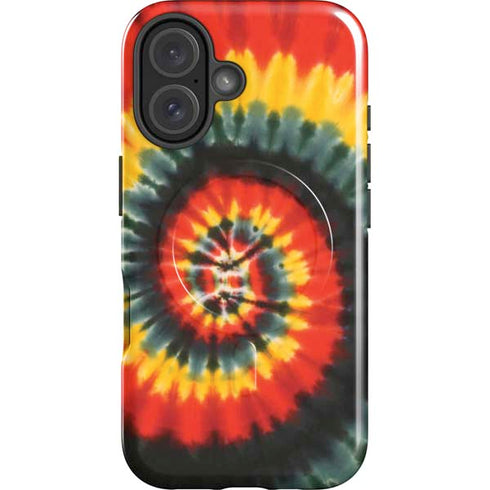 Liquid Blue Tie Dye - Rasta Spiral iPhone 16 Magsafe Impact Case