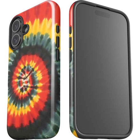 Liquid Blue Tie Dye - Rasta Spiral iPhone 16 Plus Impact Case