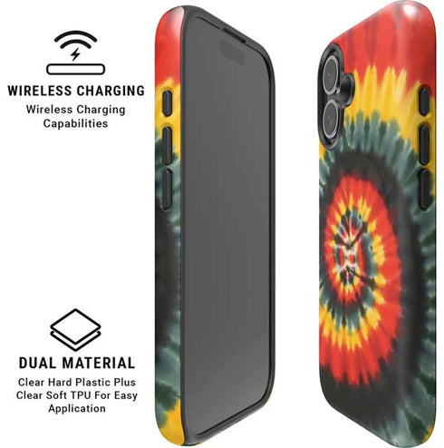 Liquid Blue Tie Dye - Rasta Spiral iPhone 16 Plus Magsafe Impact Case