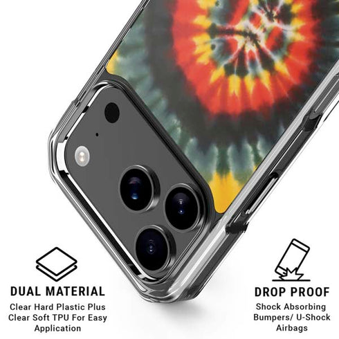 Liquid Blue Tie Dye - Rasta Spiral iPhone 18 Pro Clear Case