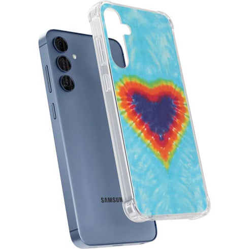 Liquid Blue Tie Dye Heart Galaxy A55 5G Clear Case