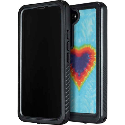 Liquid Blue Tie Dye Heart Galaxy S24 Waterproof Case