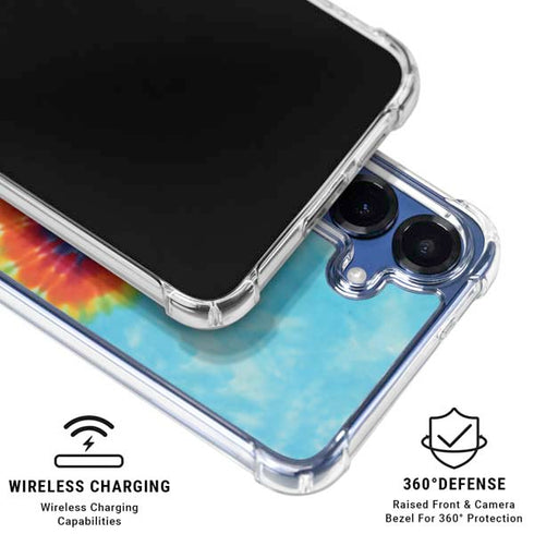 Liquid Blue Tie Dye Heart Galaxy S25 Clear Case