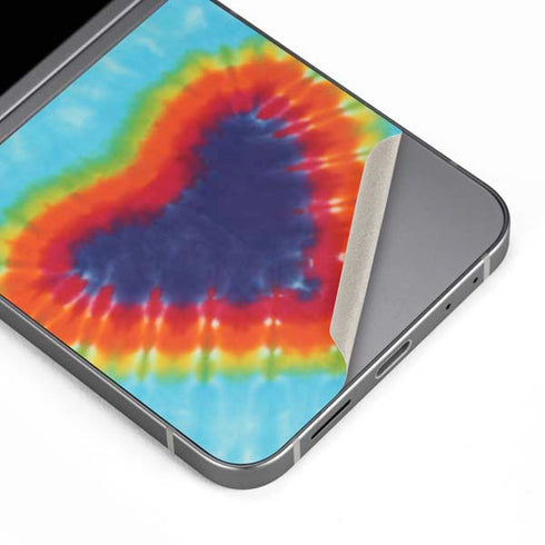 Liquid Blue Tie Dye Heart Galaxy Z Flip6 Skin