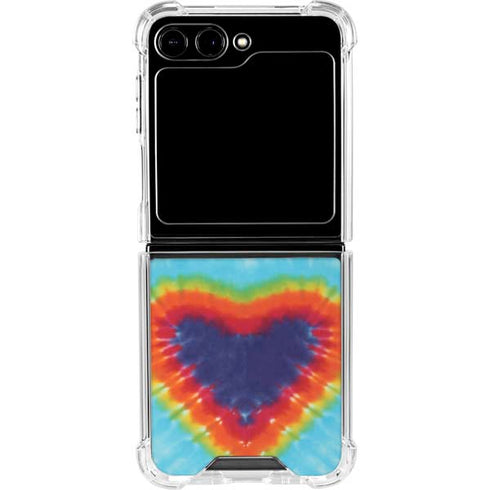 Liquid Blue Tie Dye Heart Galaxy Z Flip6 Clear Case