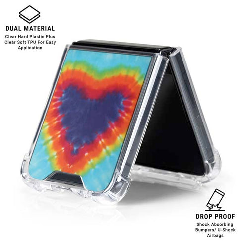 Liquid Blue Tie Dye Heart Galaxy Z Flip6 Clear Case