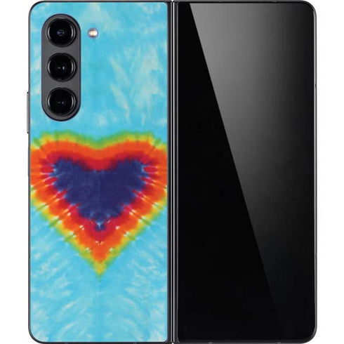 Liquid Blue Tie Dye Heart Galaxy Z Fold5 5G Skin