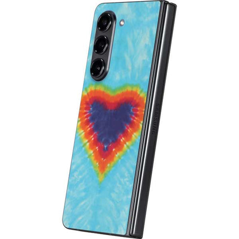 Liquid Blue Tie Dye Heart Galaxy Z Fold5 5G Skin