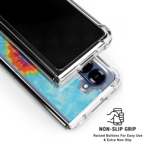 Liquid Blue Tie Dye Heart Galaxy Z Fold6 Clear Case