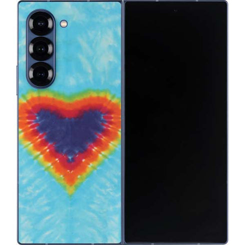 Liquid Blue Tie Dye Heart Galaxy Z Fold6 Skin