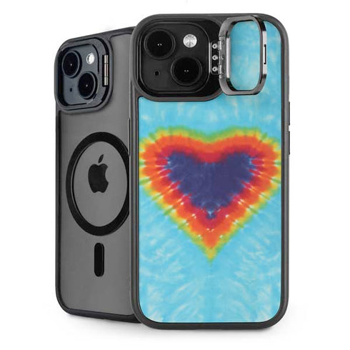 Liquid Blue Tie Dye Heart iPhone 14 Kickstand Case