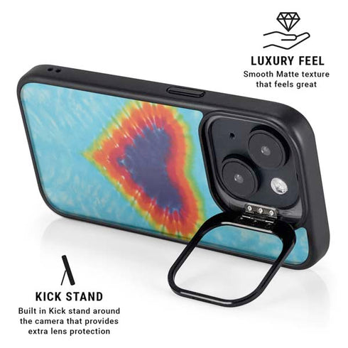 Liquid Blue Tie Dye Heart iPhone 14 Kickstand Case