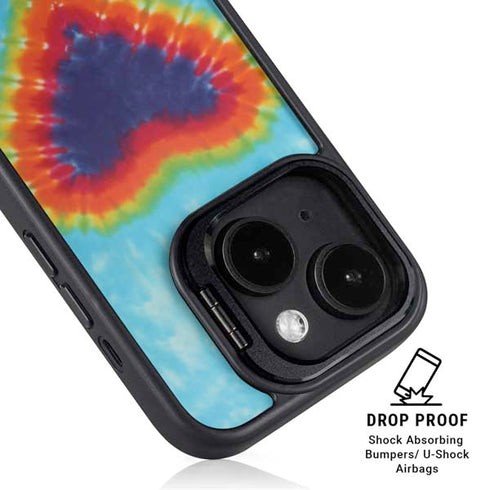 Liquid Blue Tie Dye Heart iPhone 14 Kickstand Case