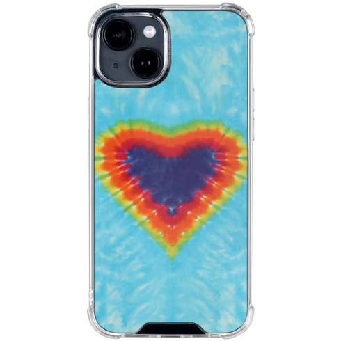 Liquid Blue Tie Dye Heart iPhone 15 Clear Case