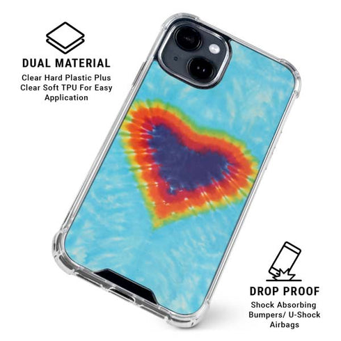 Liquid Blue Tie Dye Heart iPhone 15 Clear Case