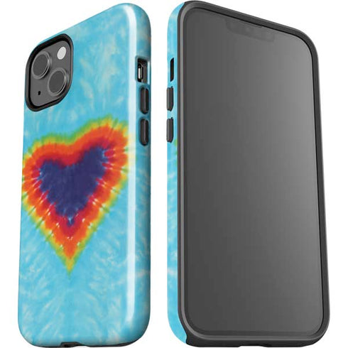 Liquid Blue Tie Dye Heart iPhone 15 Impact Case