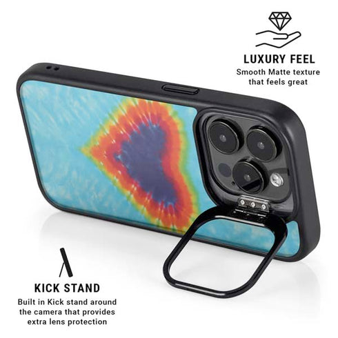 Liquid Blue Tie Dye Heart iPhone 15 Pro Kickstand Case